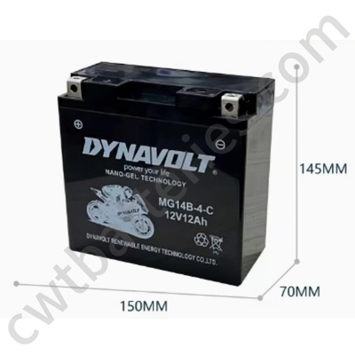 Dynavolt MG14B-4-C Nano-Gel Batterie 12V 12Ah Motorradbatterie T9 Kupfer Terminal Neues Original