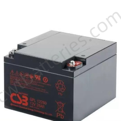 CSB GP12260 Sealed Lead Acid Battery 12V 26Ah GP Series Rechargeable VRLA Batteries for Home Backup Power Supply