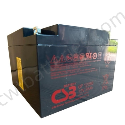 CSB GP12260 Sealed Lead Acid Battery 12V 26Ah GP Series Rechargeable VRLA Batteries for Home Backup Power Supply