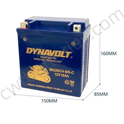DYNAVOLT MG20CH-BS-C Motorcycle Battery 12V 18Ah NANO GEL Batteries AGM Replacement Accessories