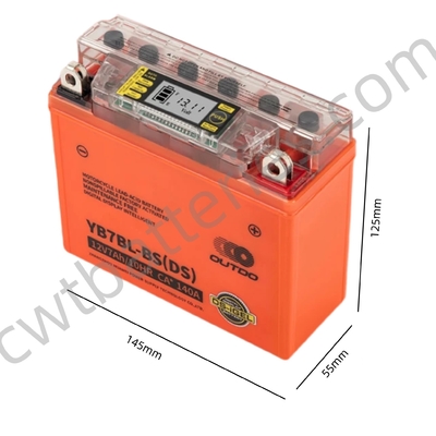 Swappable OUTDO YB7BL-BS DS Motorcycle Lead Acid Battery 12V 7Ah