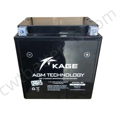 12V 30Ah Carregado a Seco 110CC Bateria de Quatro Rodas KAGE KGX30L-BS para UTV