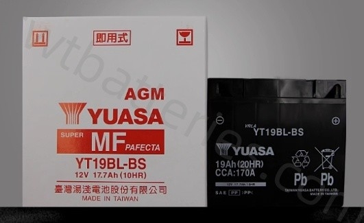 Powersport Yuasa YT19BL-BS Motorcycle Gel Motorcycle Battery AGM Replacement 12V 17.7Ah