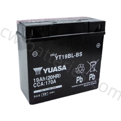 Powersport Yuasa YT19BL-BS Motorcycle Gel Motorcycle Battery AGM Replacement 12V 17.7Ah