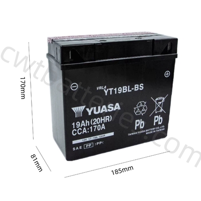 Powersport Yuasa YT19BL-BS Motorcycle Gel Motorcycle Battery AGM Replacement 12V 17.7Ah