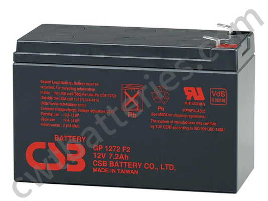 CSB GP1272 F2 12V 7.2Ah Sealed VRLA Battery AGM Valve Regulated Lead Acid