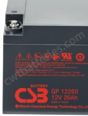 CSB GP12260 12V 26AH VRLA AGM Valve Regulated Rechargeable Battery Sealed