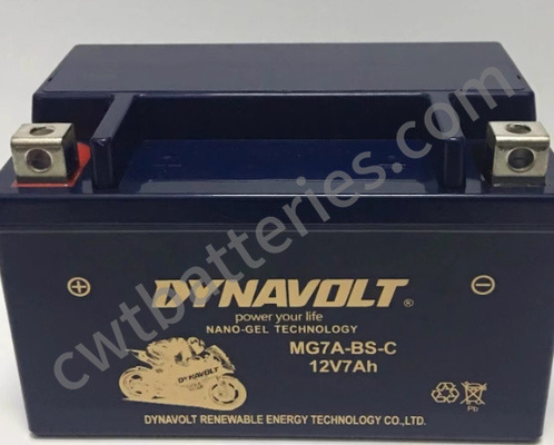 OEM แบตเตอรี่จักรยานยนต์เปลี่ยน นาโนเจล 12V 7Ah Agm วงจรลึก Dynavolt MG7A-BS-C