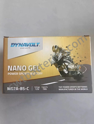 OEM แบตเตอรี่จักรยานยนต์เปลี่ยน นาโนเจล 12V 7Ah Agm วงจรลึก Dynavolt MG7A-BS-C