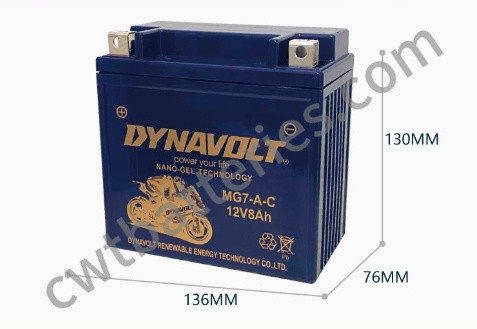 Dynavolt MG7-A-C Nano Gel Battery Motorbike Battery Replacement 12V 8Ah