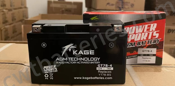 Kage AGM Power Sport Motorcycle Battery 12V 7Ah GT7B-4 New Original