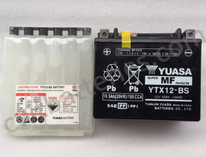 Yuasa YTX12-BS AGM Motorcycle Battery 12V 10Ah 10HR CCA:180 for ATVs