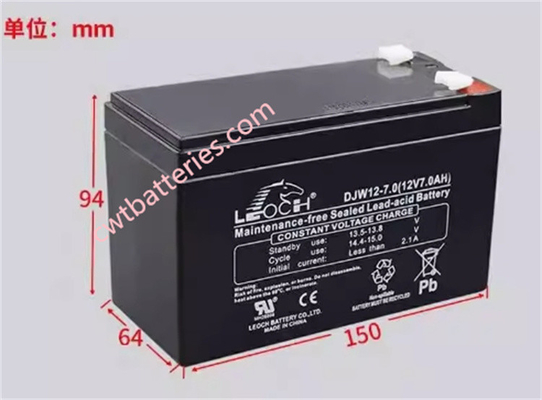 Black LEOCH DJW12-7.0 UPS Batteries AGM Sealed Lead Acid 12V 7AH