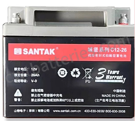 Rechargeable Castle Lead Acid UPS Battery Santak C12-26 12V 26Ah Non Spillable