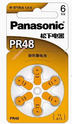Panasonic PR48 A13 1.4V Zinc Air Battery New Original 6pcs Suit for Hearing Aid 