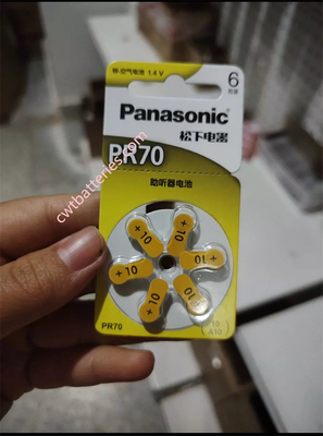 1.4V Panasonic PR70 A10 Zinc Air Hearing Aid Battery New Original 6pcs 