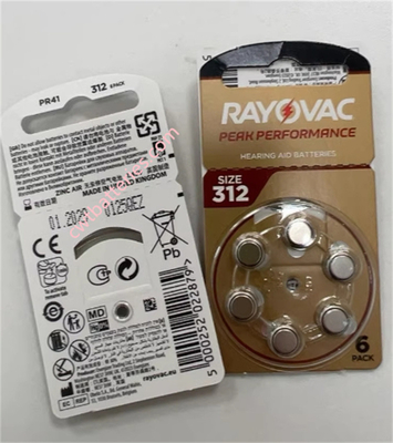 RAYOVAC PR41 A312 1.45V Zinc Air Battery 60PCS / 10 Cards for ITC RIC Hearing Aid