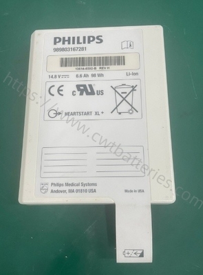 PHiliph HeartStart XL+ Defibrillator Machine Li-ion Battery 989803167281 for Hospital 14.8V 6.6Ah 98Wh