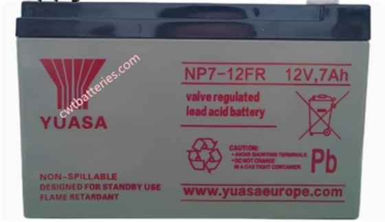YUASA NP7-12FR 12V 7.0AH UPS Battery Valve Regulated Sealed Lead Acid Battery for UPS, Emergency Lighting and Power Systems.