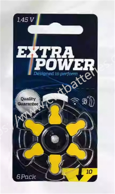 EXTRAPOWER A10 1.45V Hearing Zinc Air Battery Button Batteries Black Label Small Battery,6pcs/pack