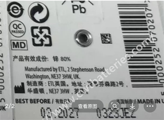 Bateria de zinco-ar para aparelhos auditivos KEND A312 1.45V 120mAh com etiqueta branca, baterias inofensivas, 6 unidades/embalagem